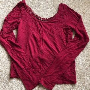 Red long sleeve with lace on the back